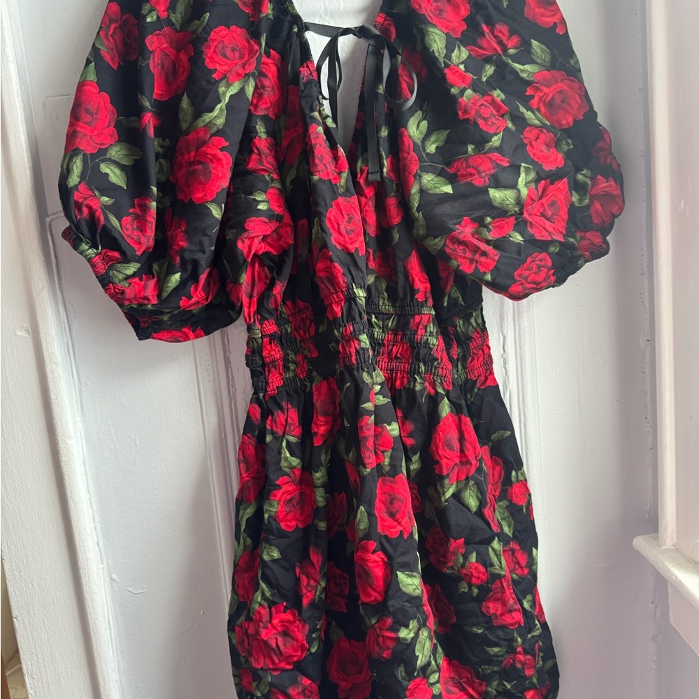 Old Navy Red and Black Midi Dress
